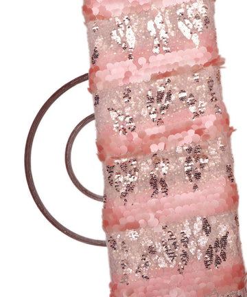 Peach Colour Sequin Work Imported Net Fabric